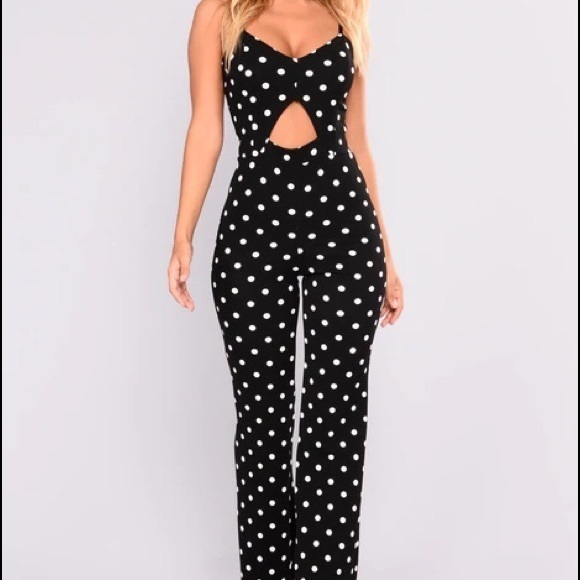 Fashion Nova Pants - Fashion nova black and white polka dot‎ jumpsuit